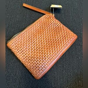 Patricia Nash Woven Leather Wristlet – Cognac Brown